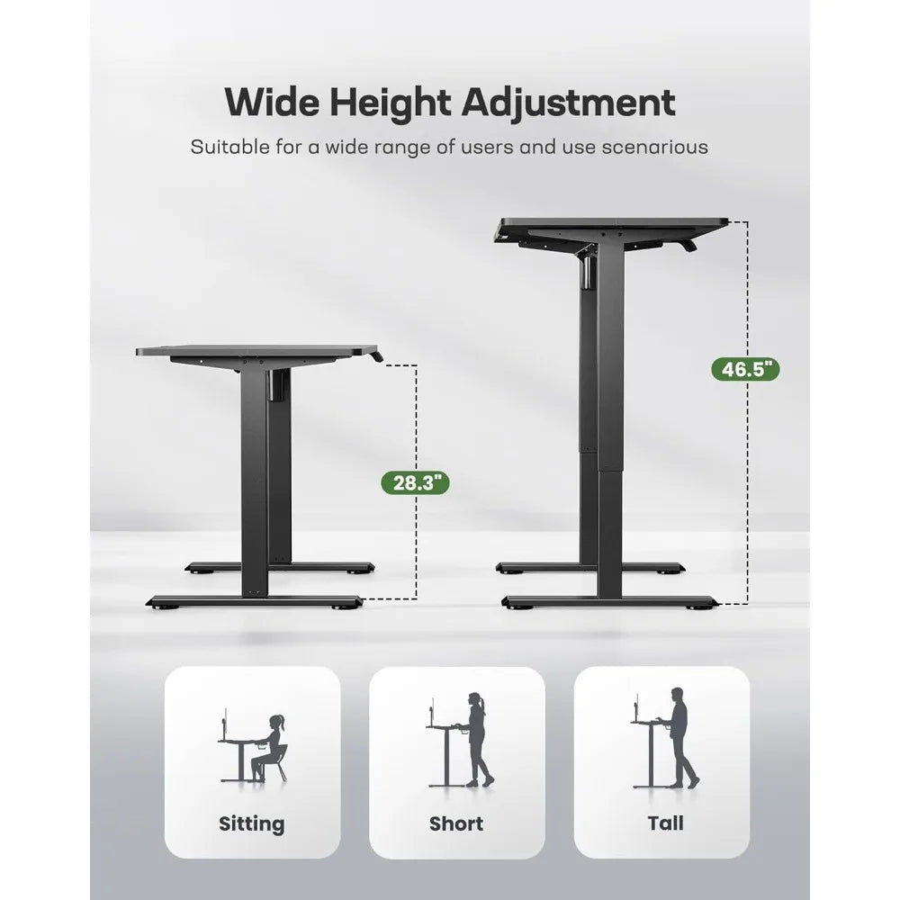 Electric Height-Adjustable Standing Desk for Home Office, 48"x24" with 4 Memory Settings