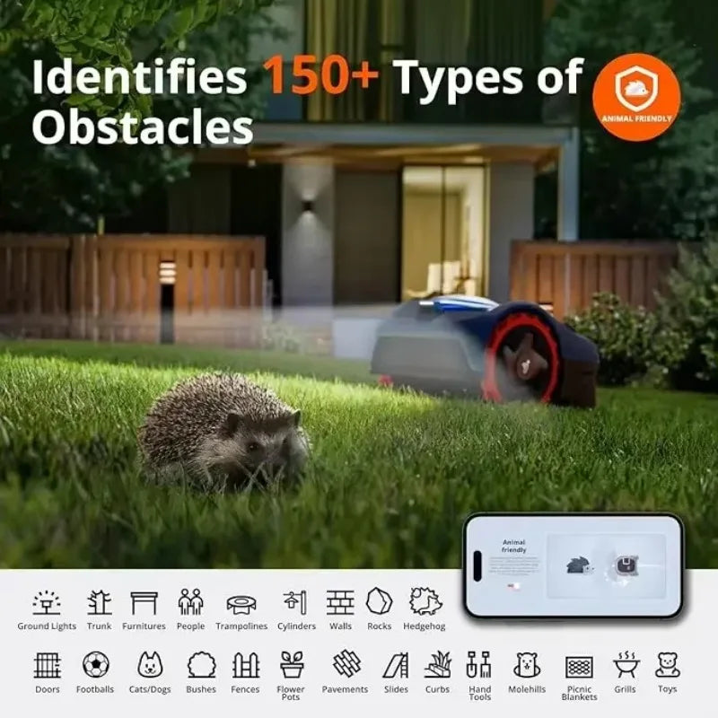 Robot Lawn Mower Perimeter Wire Free 1/4 Acre RTK+Vision Robotic Lawnmower, AI-Assisted Mapping,