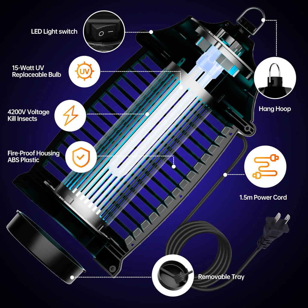 Electric Bug Zapper,Indoor Insect Killer with Switch Waterproof MosqMosquito Repellent Outdoor, Fly Traps for Backyard Patio
