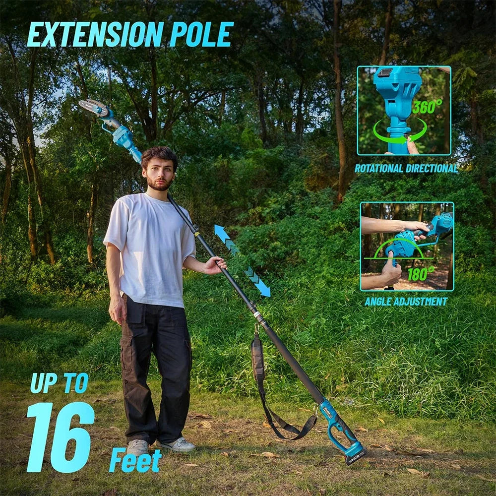 2.8m Extension Pole Rod Brushless Chainsaw 6'' High Branch Electric Saw Garden Tree Pruning Power Tool For Makita Battery