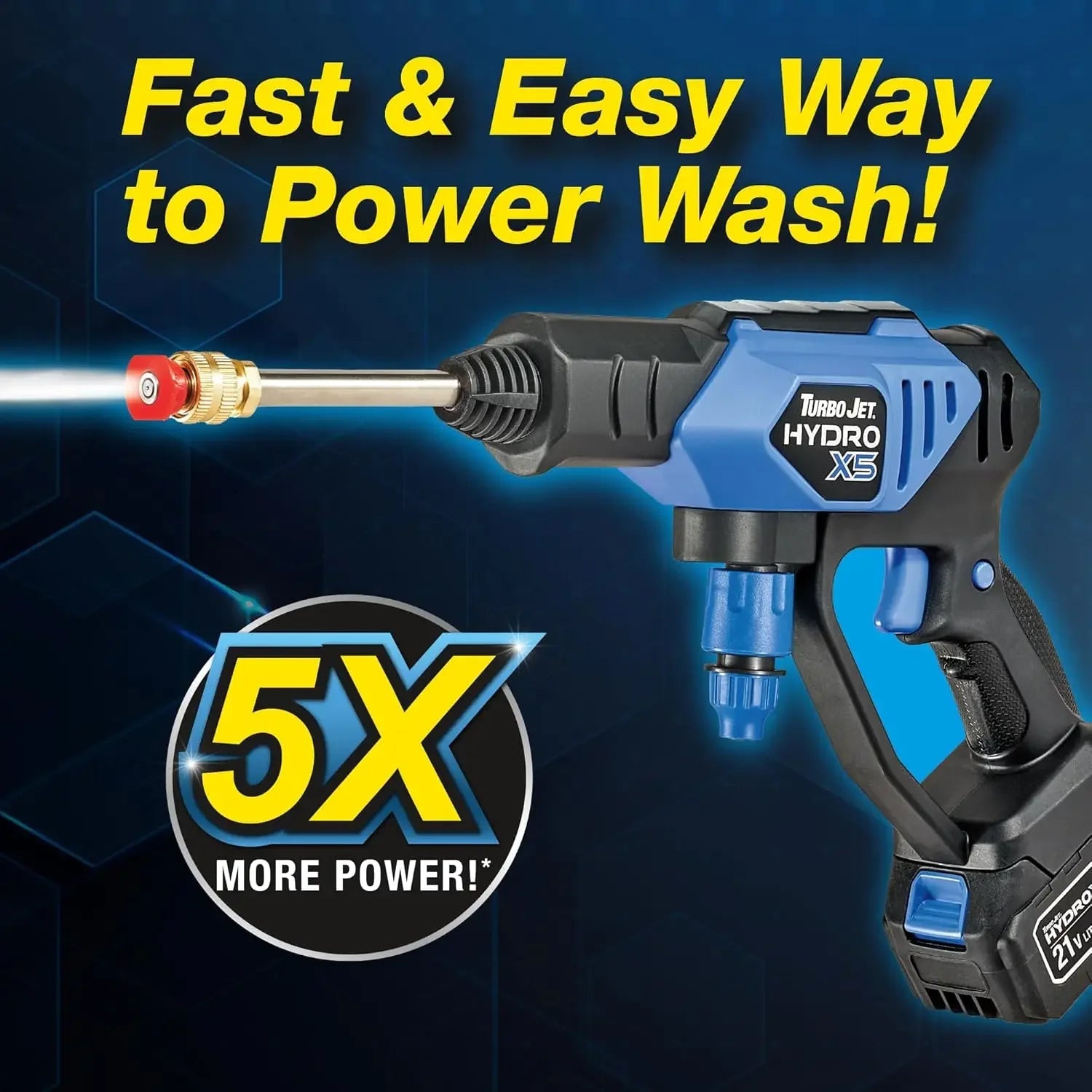 Portable Cordless Pressure Washer (21V 3000mAh Battery), 6-in-1 Nozzle, Dual Water Source, 16ft Detachable
