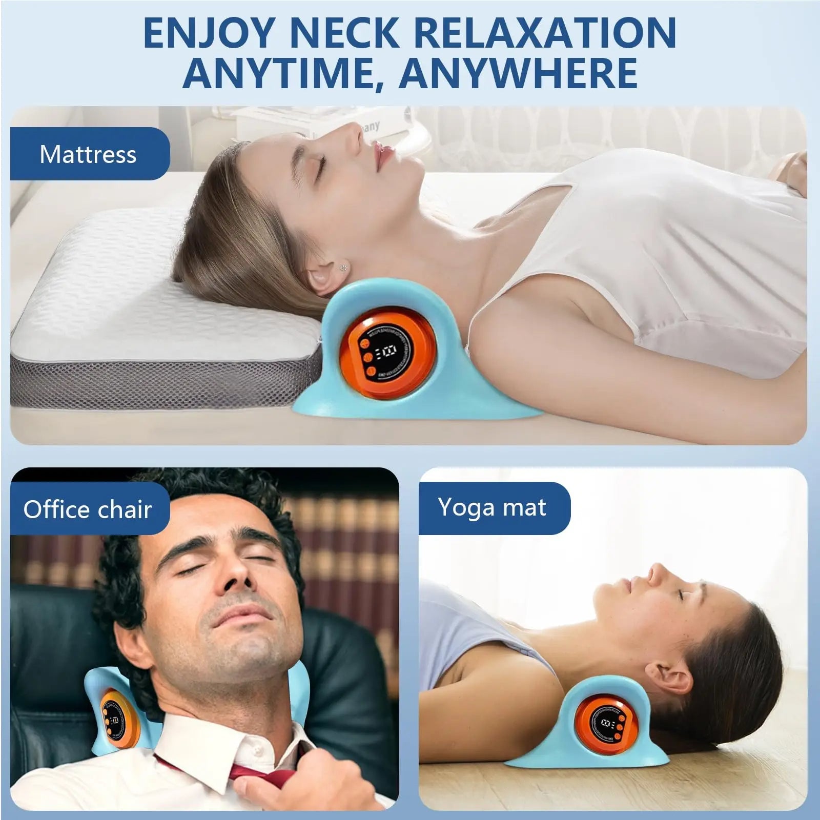 2025 Multifunction Neck Massager Pillow with Heat for Shoulder Pain Relief 3-in-1 Electric Neck Traction Relaxer Massage Pillow