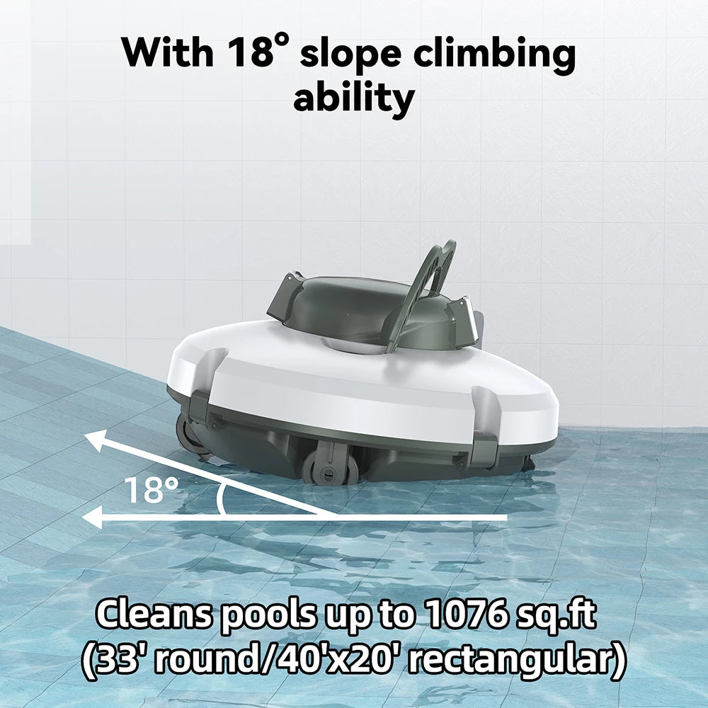 Redkey S100 Cordless Robot Pool Cleaner 28W 5200mAh 130-Min 180μm Filtration Auto-Cleaning Pool Vacuum Cleaner IPX8 Waterproof
