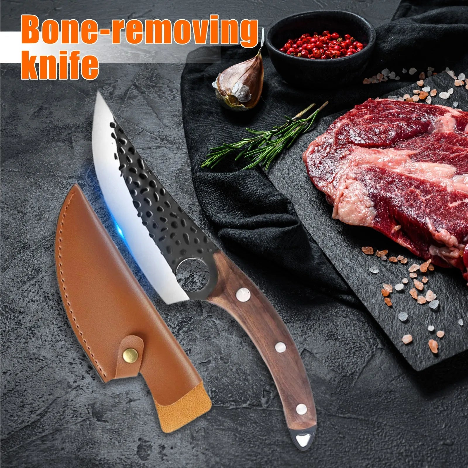 Sharp and wear-resistant boning knife, ultra-sharp stainless steel fixed blade, outdoor, gift, kitchen standing