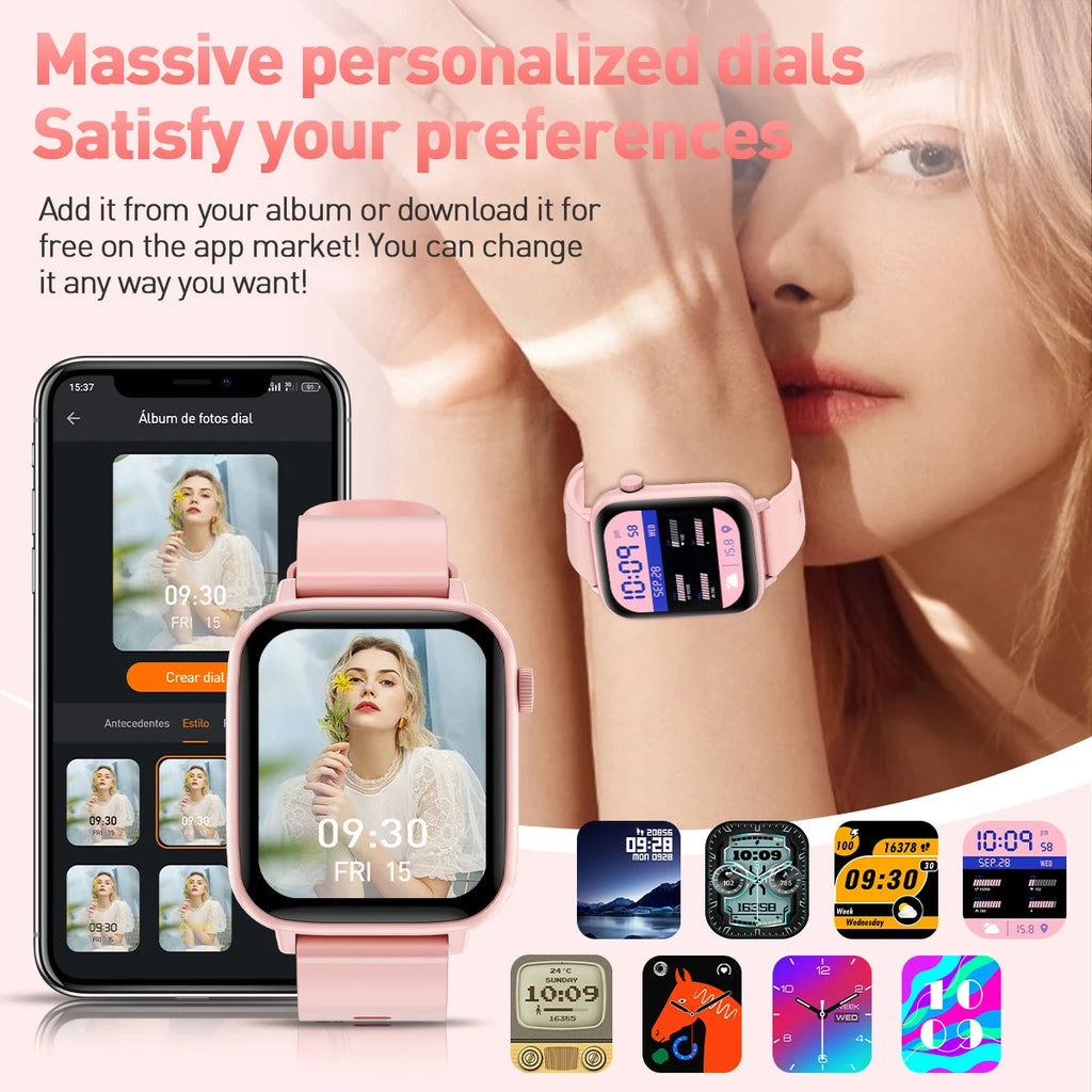Women Smart Watches 1.83 Inch HD Display Answer Make Call Message Preview Sport Modes DIY Dial Weather Forecast For Men New