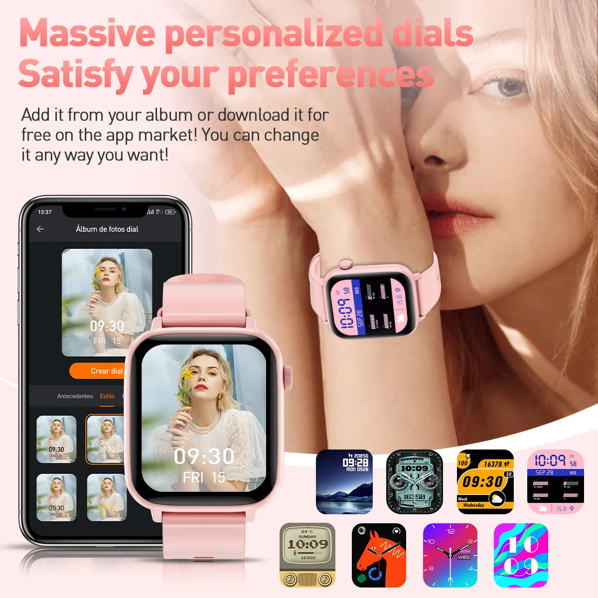 Women Smart Watches 1.83 Inch HD Display Answer Make Call Message Preview Sport Modes DIY Dial Weather Forecast For Men New