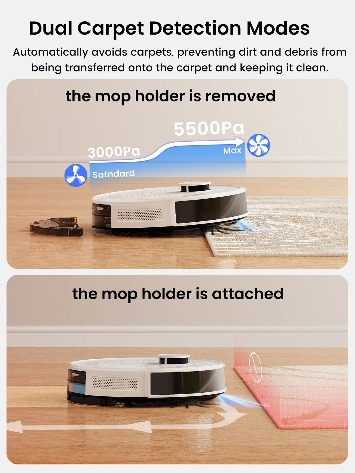 Robot Vacuum with Mop,Self-Emptying, 6000Pa , DTOF Laser Navigation, PSD Obstacle Avoidance, Wi-fi/Alexa Control