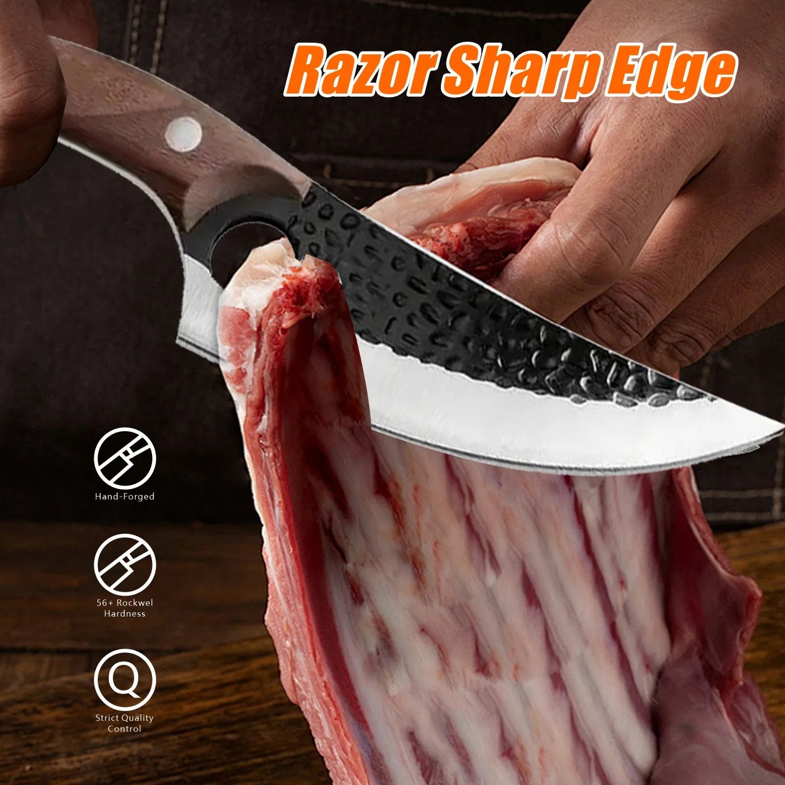 Sharp and wear-resistant boning knife, ultra-sharp stainless steel fixed blade, outdoor, gift, kitchen standing