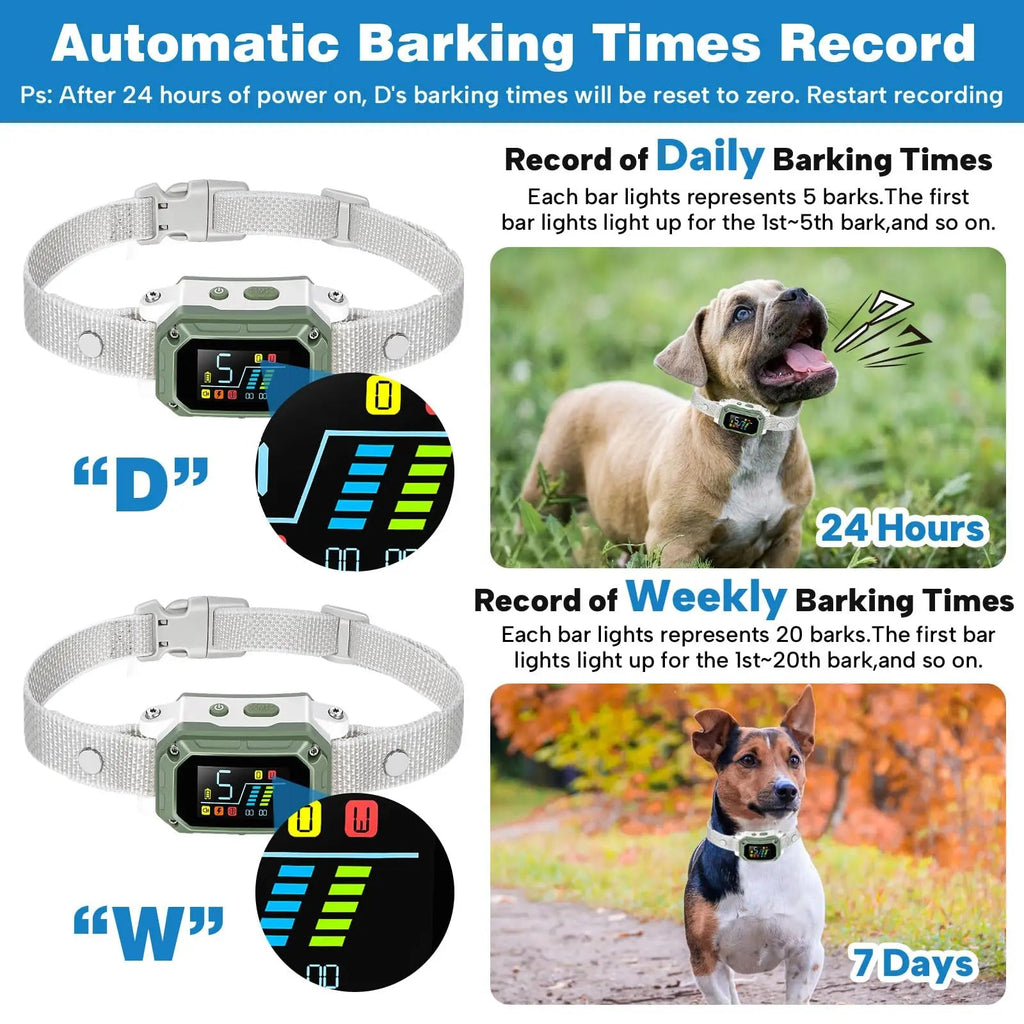 Dog Bark Collar for Large Medium Small Dogs, Rechargeable Smart Bark Collar, Anti Barking Training Collar with Adjustable Beep
