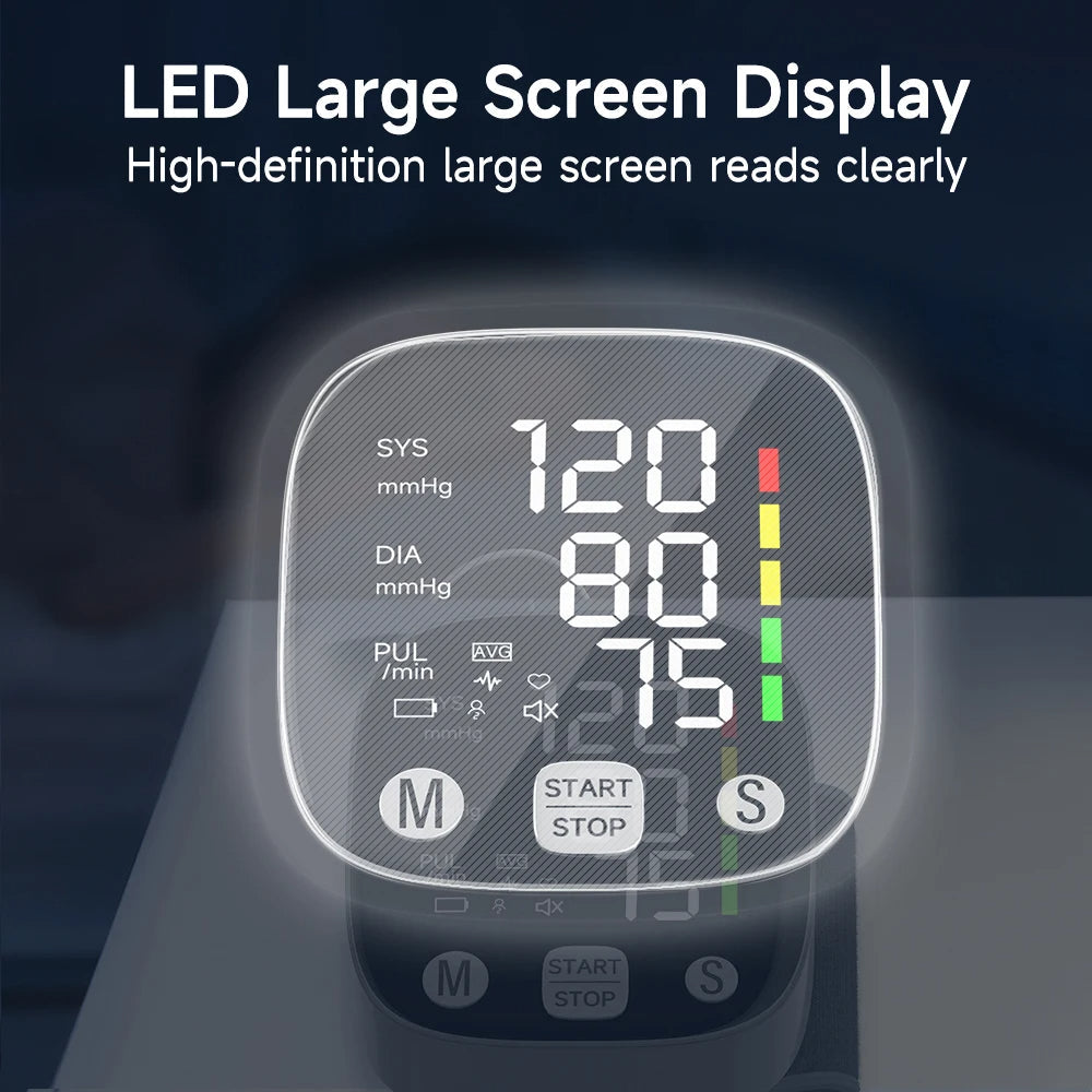 Rechargeable Digital Wrist Blood Pressure Monitor Sphygmomanometer Tonometer Tensiometer Heart Rate Meter BP Monitor