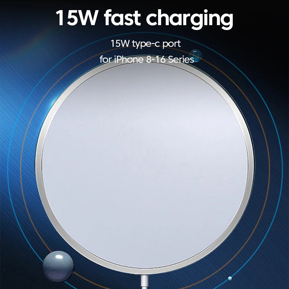 15W Magnetic Wireless Fast Chargers with Type C Fast Charging Cable For iPhone12-16 Charger Adapter Macsafe Phone Charging Dock