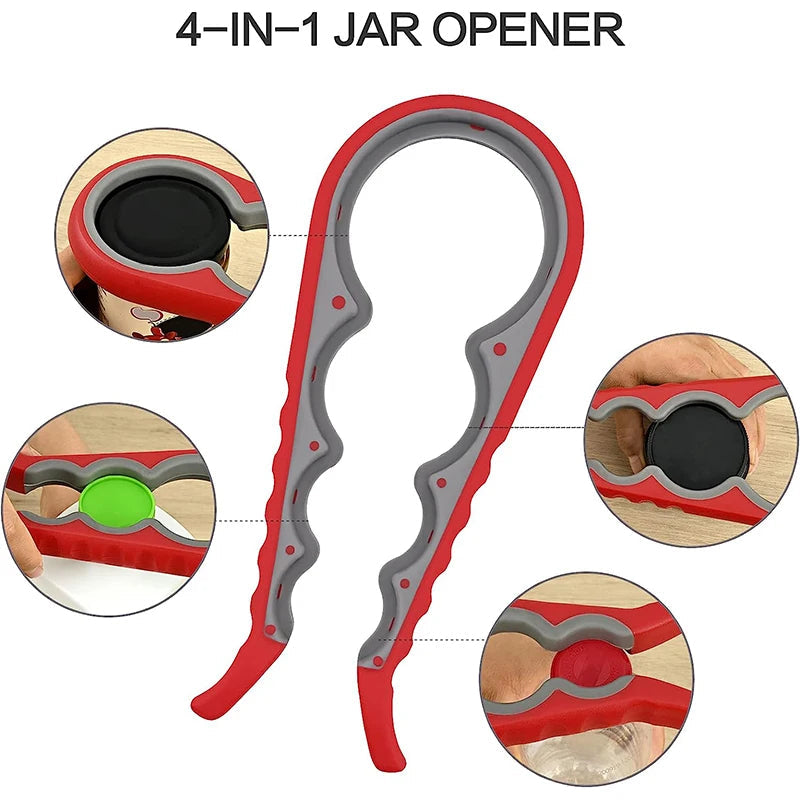 Jar Opener for Weak Hands 5 in 1 Multi Function Can Opener Bottle Opener Kit with Non Slip Silicone Handle JT175