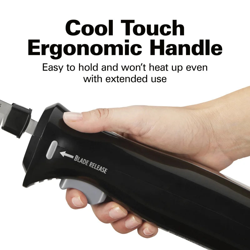 Electric Knife Set with Cool-Touch Ergonomic Handle, Stainless Steel Blades, Fork and Storage Case, 74277-W