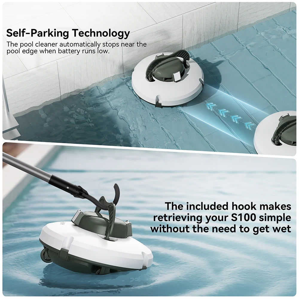 Redkey S100 Cordless Robot Pool Cleaner 28W 5200mAh 130-Min 180μm Filtration Auto-Cleaning Pool Vacuum Cleaner IPX8 Waterproof