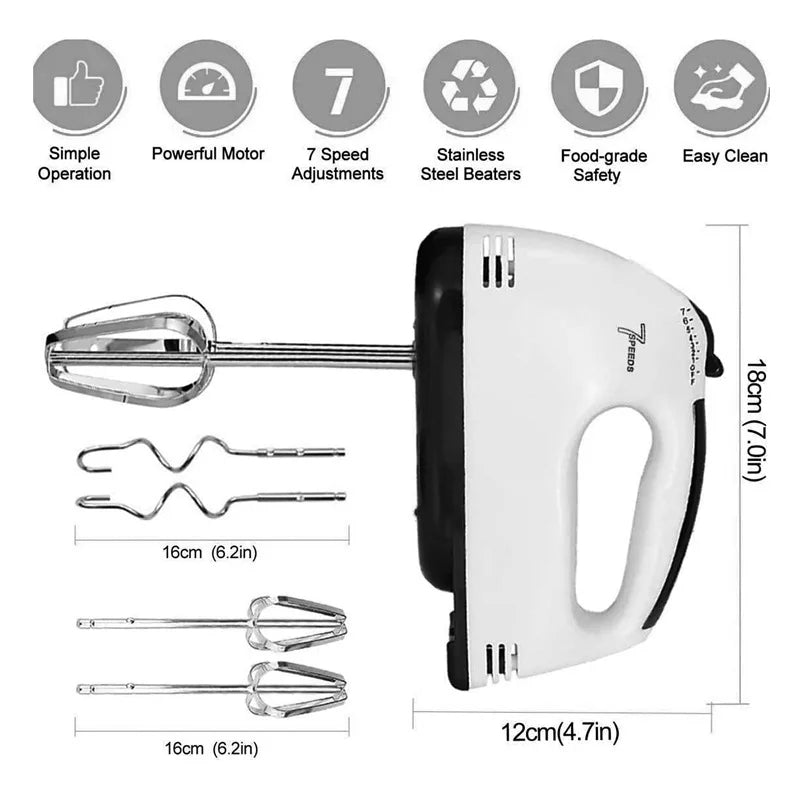 Mini 7-speed Electric Egg Beater White Handheld Household Automatic Mixer Egg White And Cream Beater
