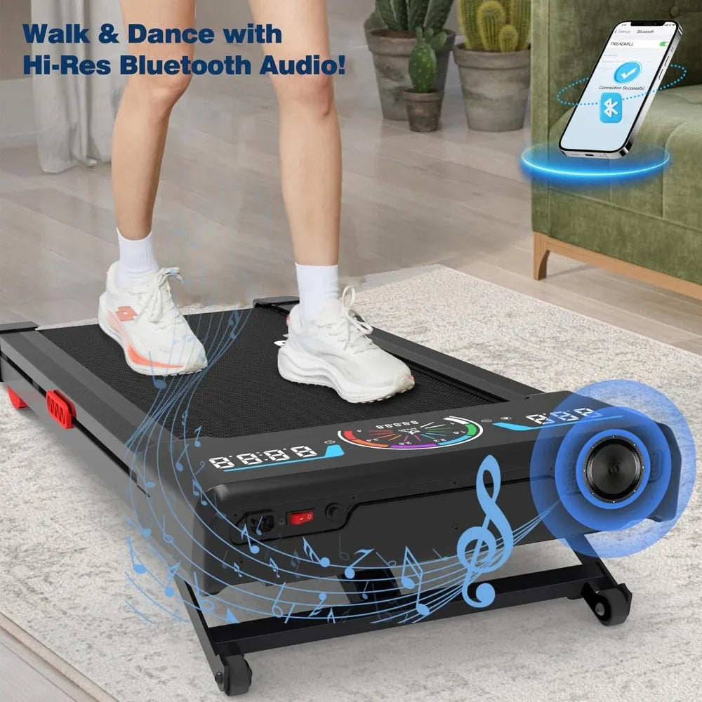 Upgraded version-Walking Pad Treadmill with 12% 9-Level Auto Incline, 450 lbs Capacity RGB LED Screen, Bluetooth Speaker Under