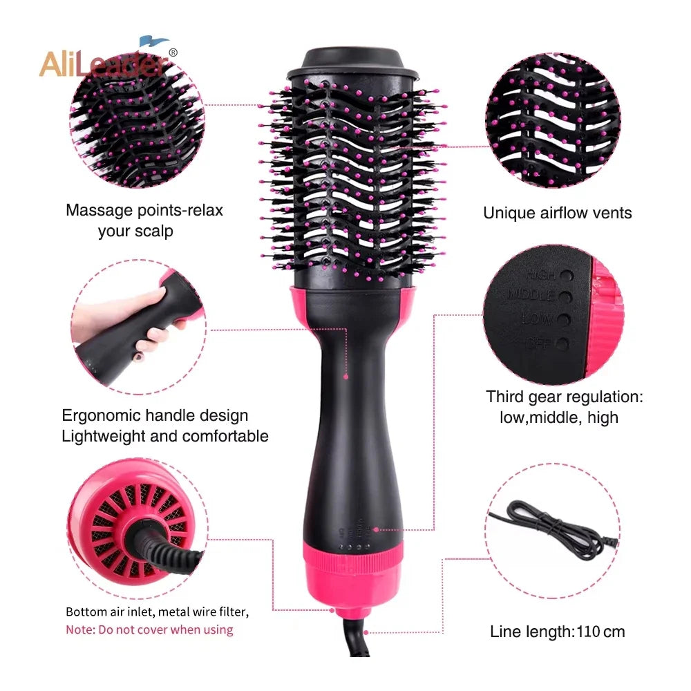 4-in-1 Hot Air Brush | Dryer, Straightener + Curler for Women | Awellz