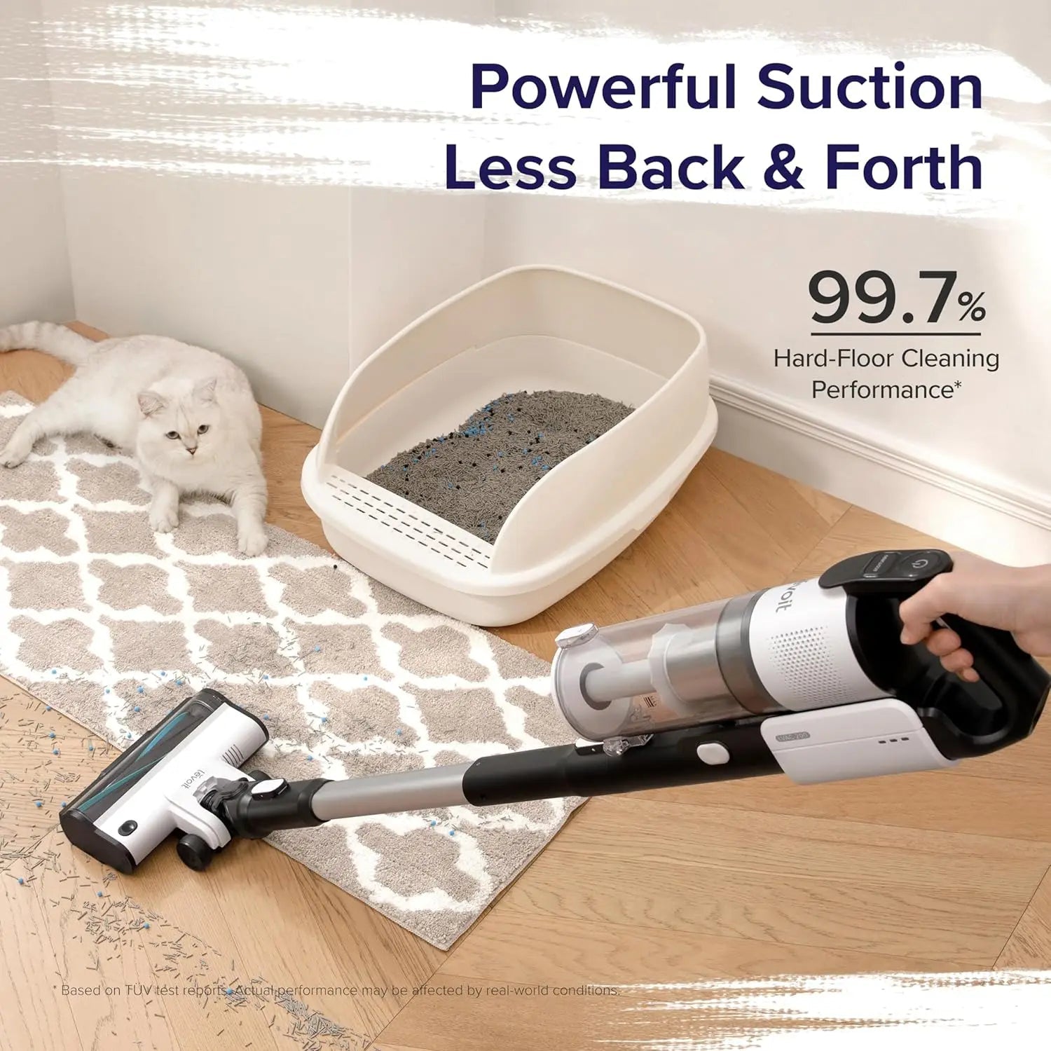 Cordless Vacuum Cleaner, Stick Vac with Tangle-Resistant Design, Up to 50 Minutes, Powerful Suction, Rechargeable, Lightw