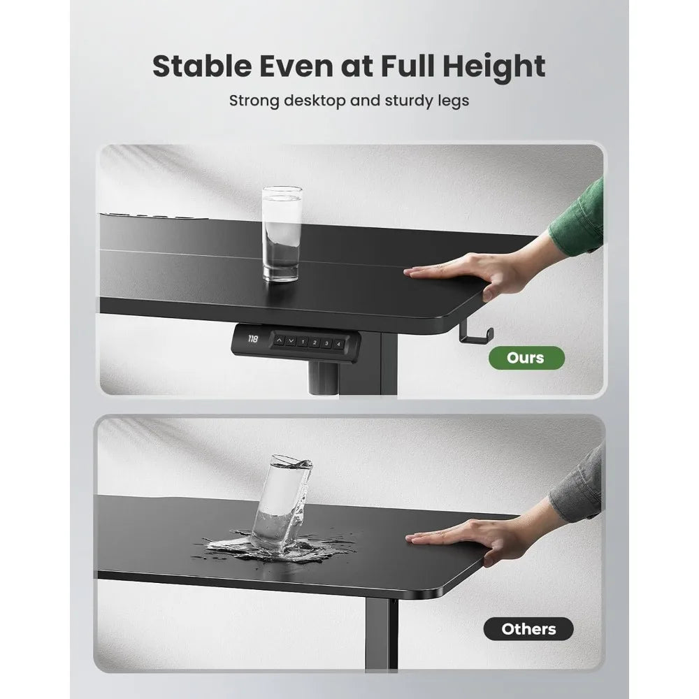 Electric Height-Adjustable Standing Desk for Home Office, 48"x24" with 4 Memory Settings