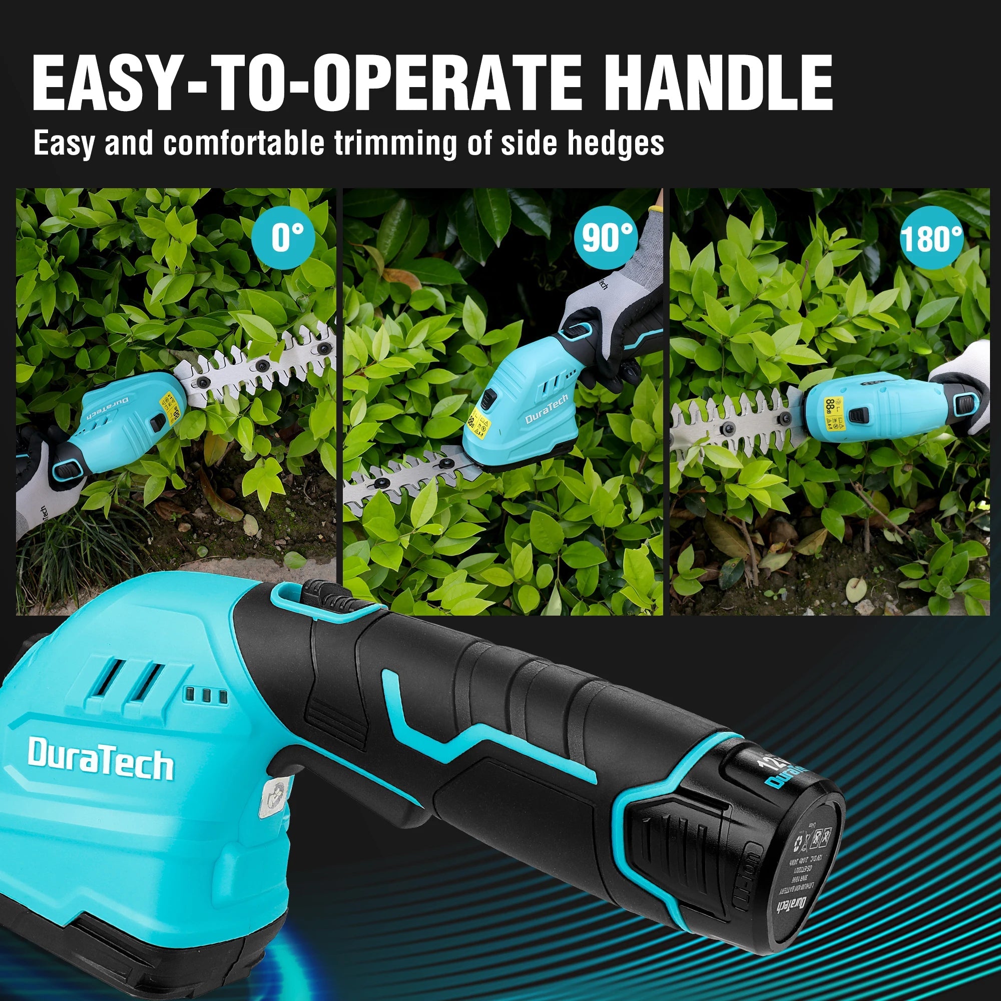 12V 2-in-1 Cordless Grass Shear &Shrubbery Trimmer with Wheeled Extension Pole Garden Tool