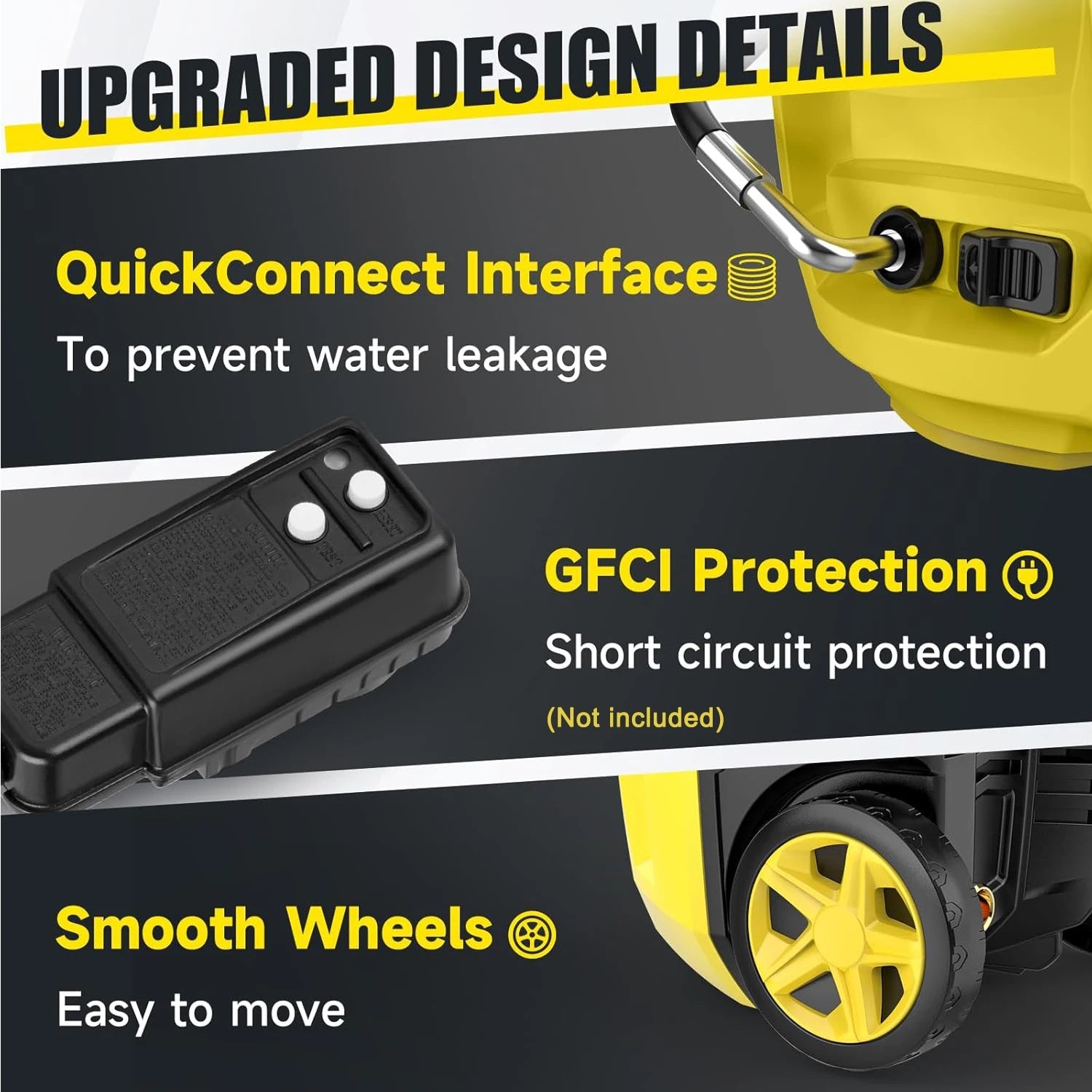 Electric Pressure Washer Power Washer 4 Nozzles 350ML Foam Cannon Retractable Handle for Portable to Clean Patios Car wash
