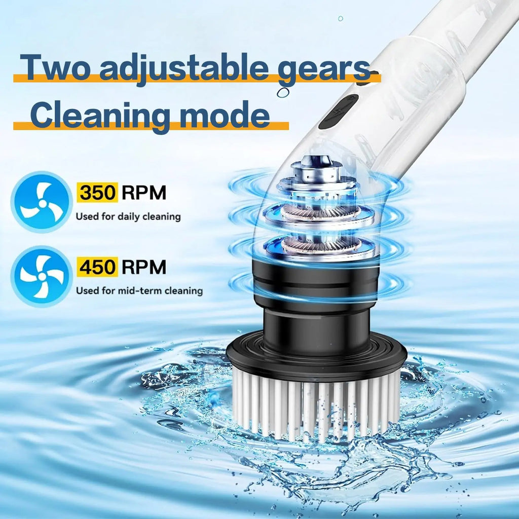 Electric Spin Scrubber, Cordless Cleaning Brush, Shower Scrubber with 9 Brush Heads, Adjustable Extension Handle