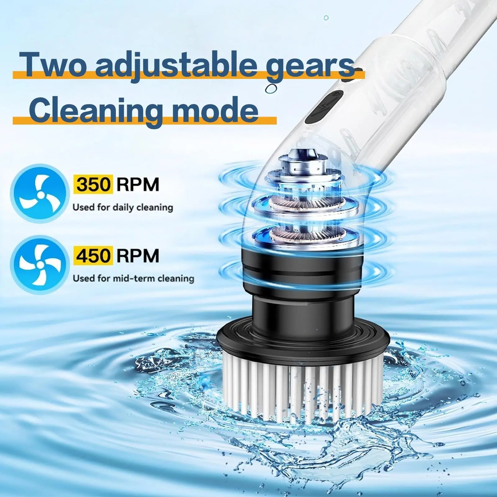 Electric Spin Scrubber, Cordless Cleaning Brush, Shower Scrubber with 9 Brush Heads, Adjustable Extension Handle