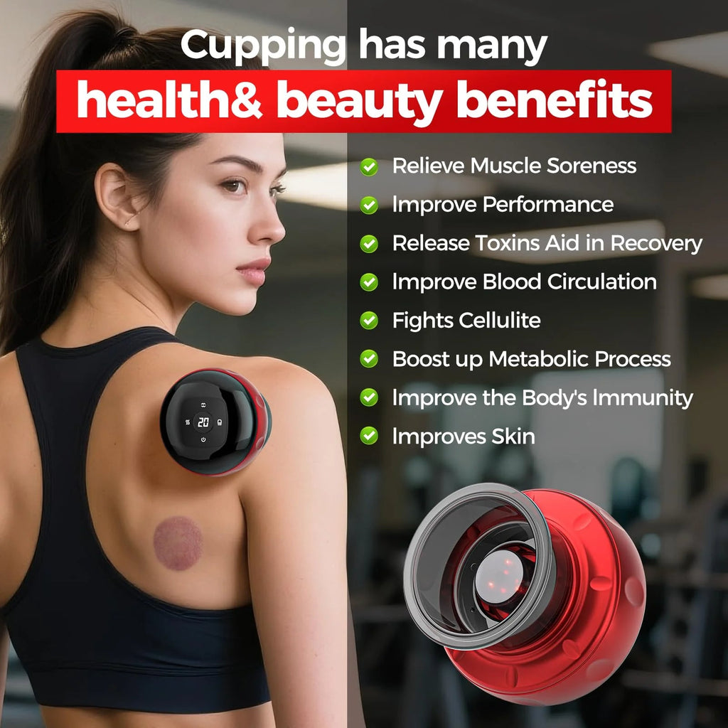 Recharge Electric Vacuum Cupping Therapy Set Skin Scraping Massage Guasha Wireless Slimming Body Fat Burner 6/12 Level Cupping