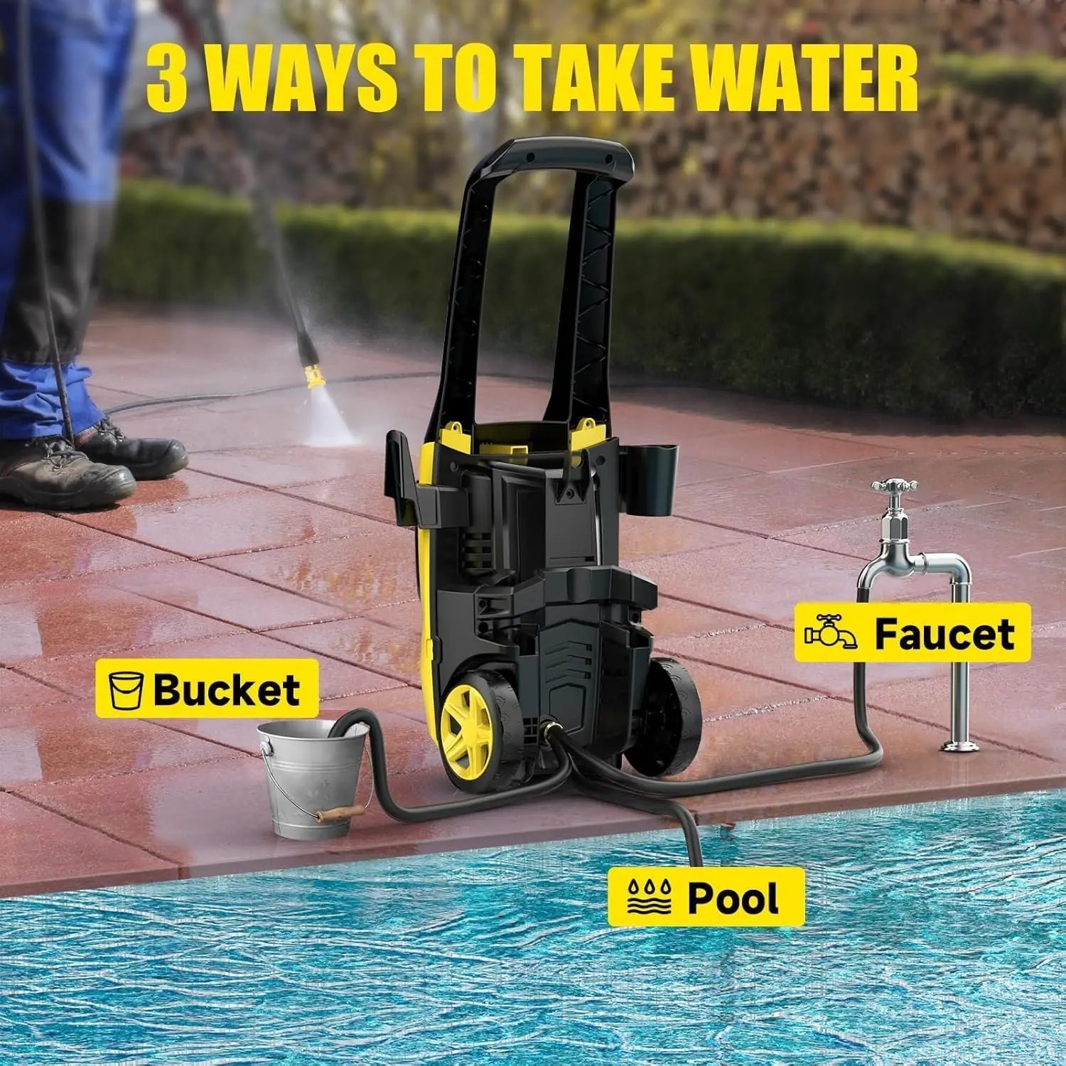 Electric Pressure Washer Power Washer 4 Nozzles 350ML Foam Cannon Retractable Handle for Portable to Clean Patios Car wash