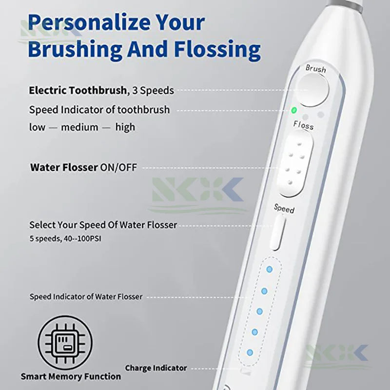 Electric toothbrush with water floss 2-in-1 toothbrush
