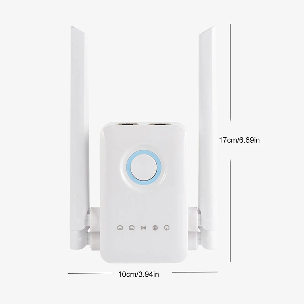 1200Mbps Signal Booster 5G Wireless WiFi Repeater 4 High-Gain Antennas Wi-Fi Amplifier Dual Band 5GHz 2.4GHz Wifi Range Extender