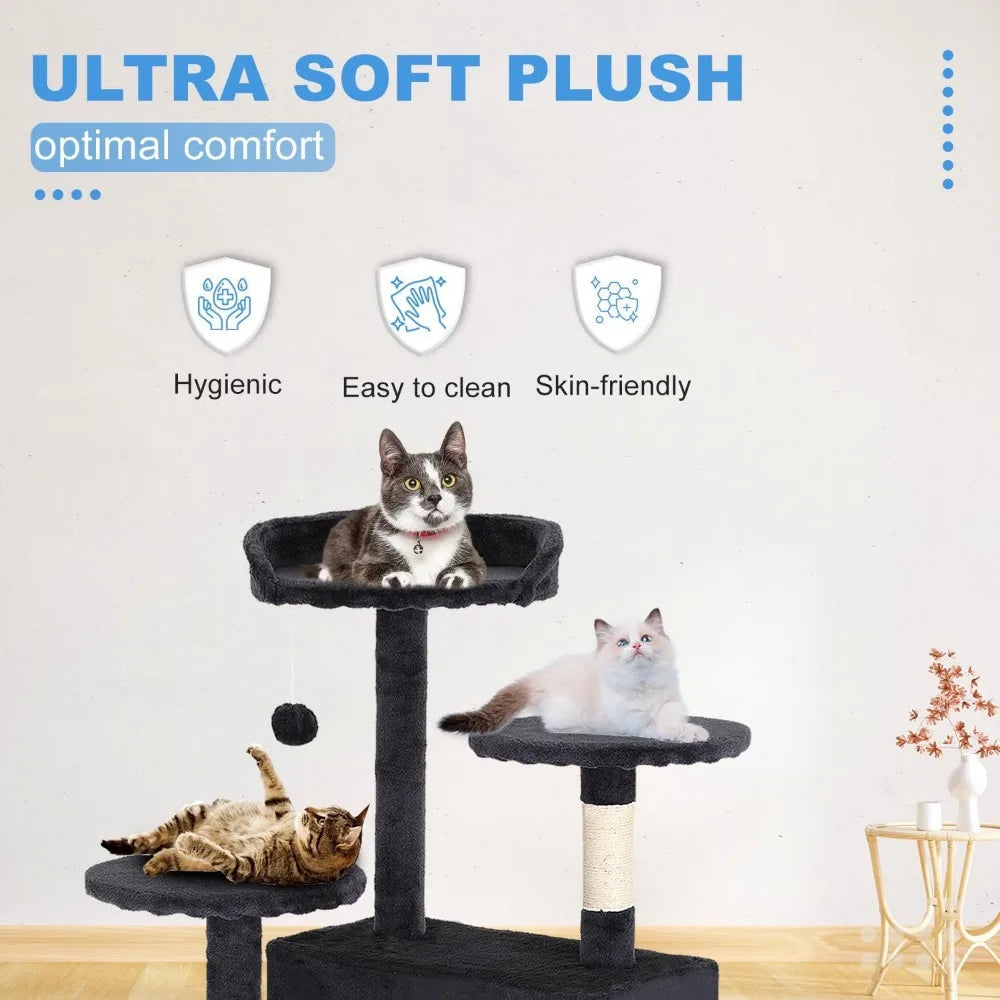 FDW Cat Tree 54in Cat Tower Multi-Level Durable Cat Scratching Post & Cozy Fun Cat Jumping Platform Space Saving Cat Condo Pet P