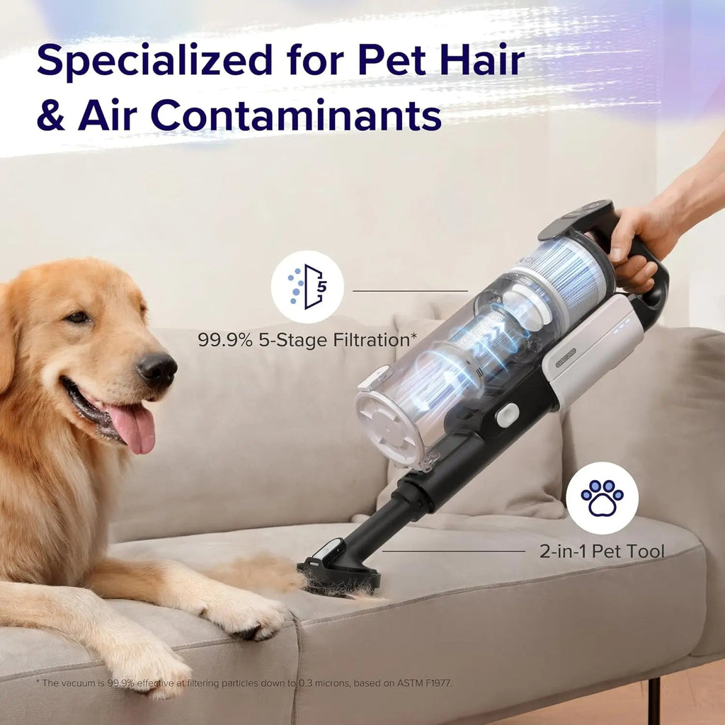 Cordless Vacuum Cleaner, Stick Vac with Tangle-Resistant Design, Up to 50 Minutes, Powerful Suction, Rechargeable, Lightw