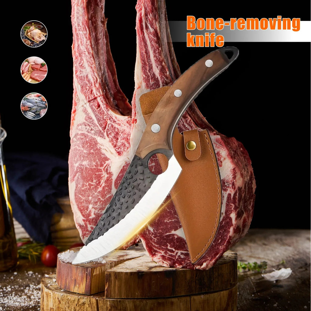 Sharp and wear-resistant boning knife, ultra-sharp stainless steel fixed blade, outdoor, gift, kitchen standing