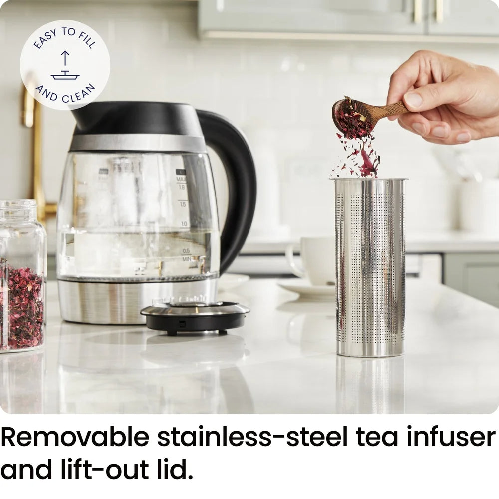 Custom-Temp Electric Kettle 1.8L 1750W with Tea Infuser Stainless Steel Rapid Boiling Keep Warm Function LED Indicator Safe