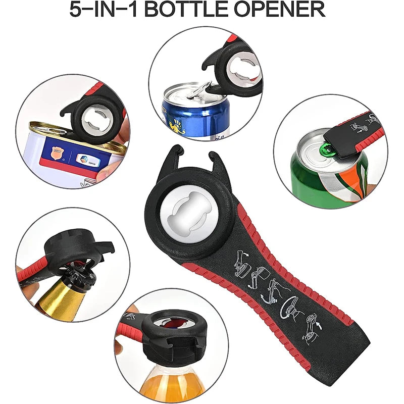 Jar Opener for Weak Hands 5 in 1 Multi Function Can Opener Bottle Opener Kit with Non Slip Silicone Handle JT175