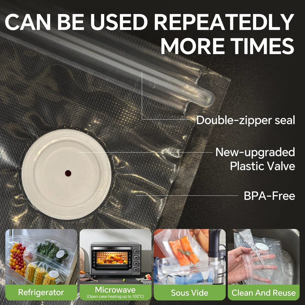 Handheld Vacuum Sealer with 30 Reusable Food Bags,2 Sealing Clips,Food Storage Bags Sous Vide Bags,Usb Rechargeable Bpa Free
