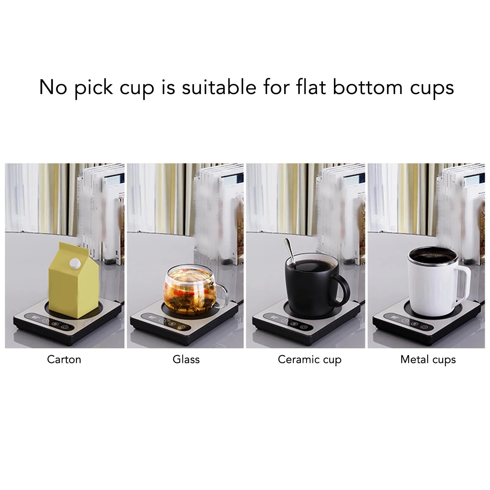 Coffee Cup Heater 36W Touch Control 12h Timing Smart Coffee Mug Heater for Coffee Beverage Milk Tea Hot Chocolate Silver