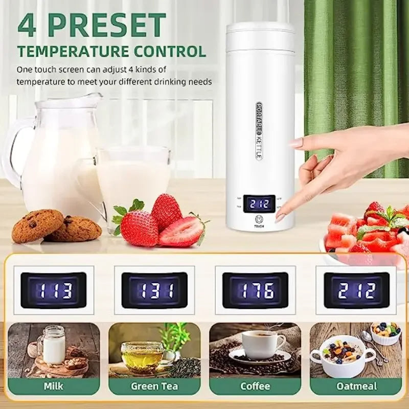 Travel Electric Kettle Portable Small Mini Tea Coffee Kettle Water Boiler, Water Heater Steel & Auto Shut-Off & Boil Dry Protect