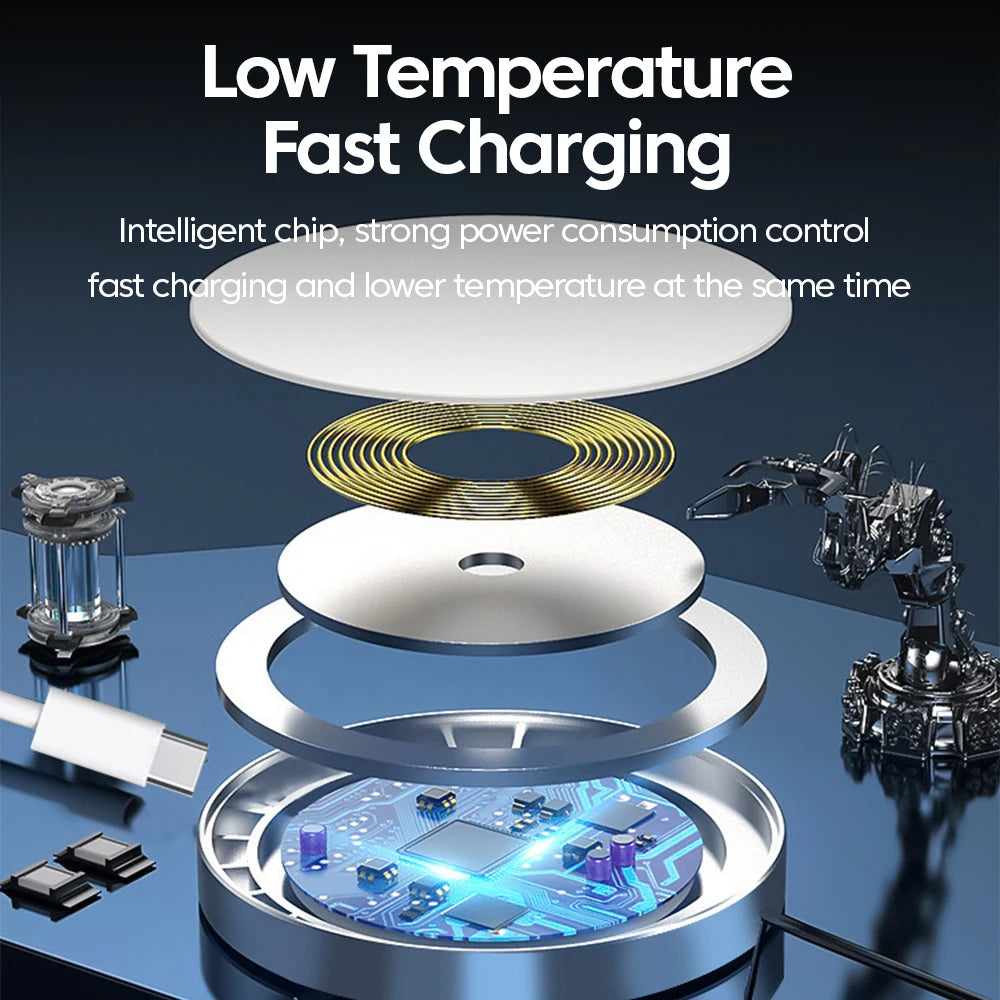15W Magnetic Wireless Fast Chargers with Type C Fast Charging Cable For iPhone12-16 Charger Adapter Macsafe Phone Charging Dock