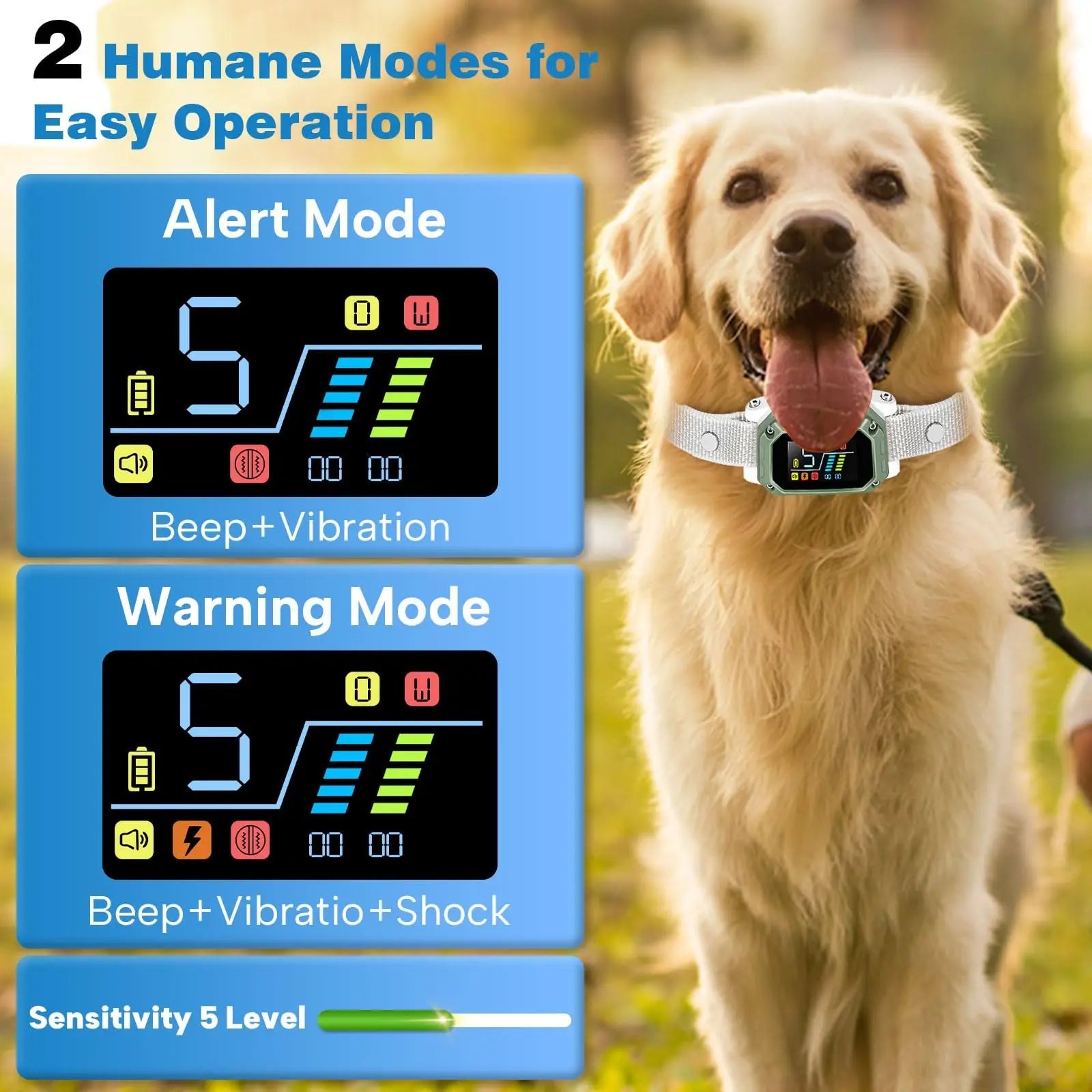 Dog Bark Collar for Large Medium Small Dogs, Rechargeable Smart Bark Collar, Anti Barking Training Collar with Adjustable Beep