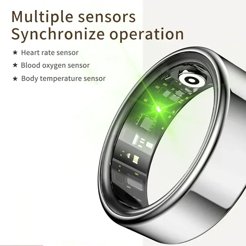 Smart Ring for Men Women Military Grade Titanium Steel Shell Health Monitoring IP68 & 3ATM Waterproof Multi-sport Modes