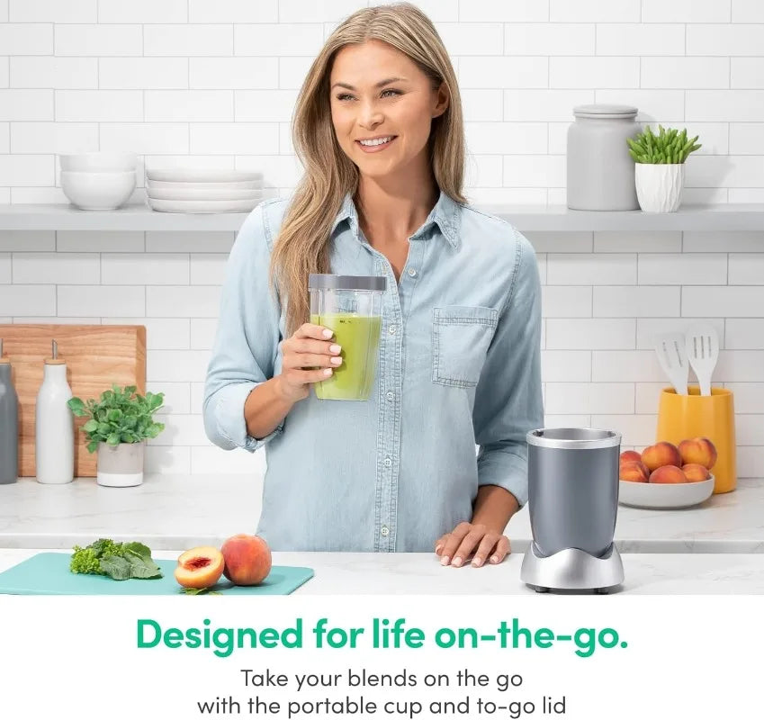 Personal Blender for Shakes, Smoothies, Food Prep, and Frozen Blending, 24 Ounces, 600 Watt, Gray, (NBR-0601)