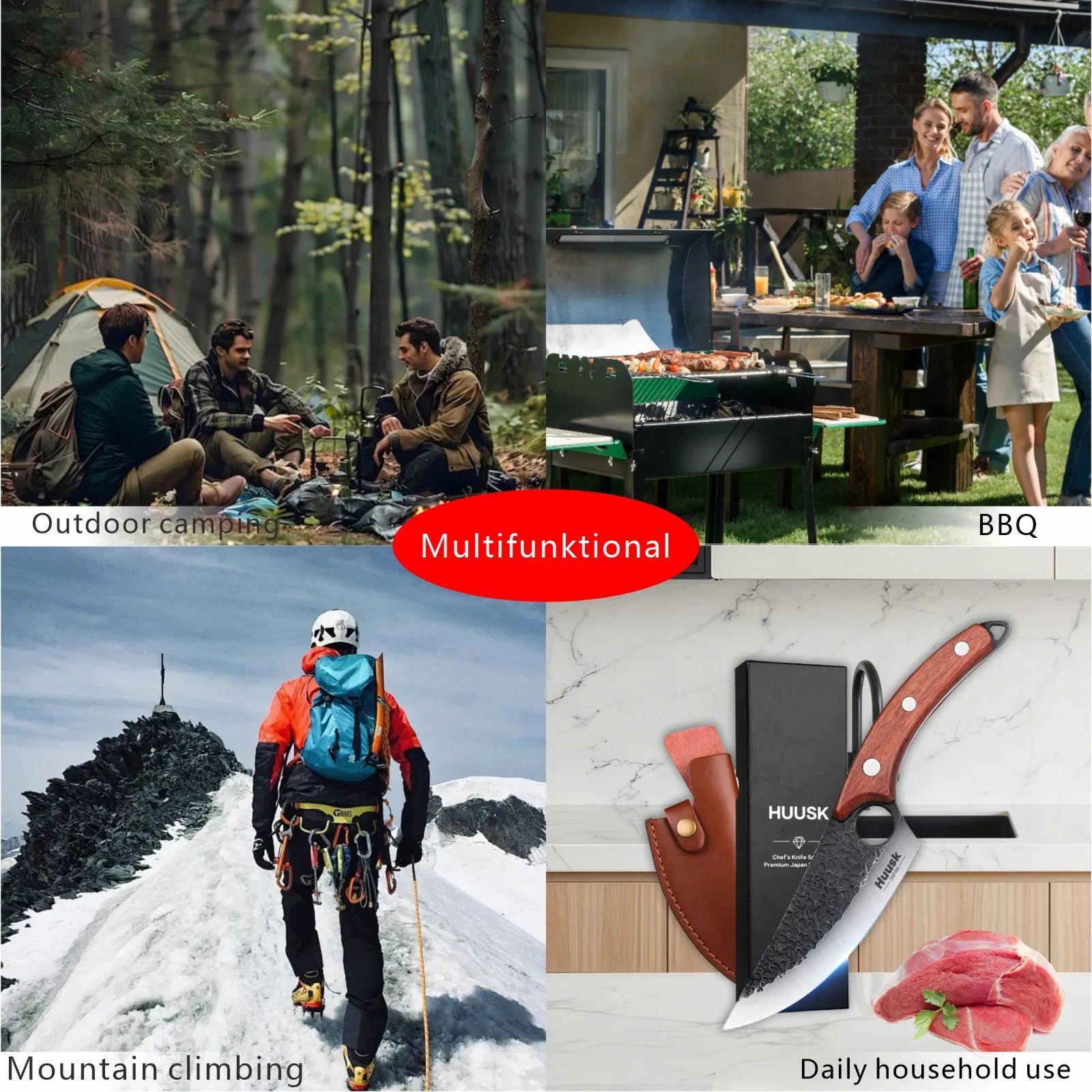 Sharp and wear-resistant boning knife, ultra-sharp stainless steel fixed blade, outdoor, gift, kitchen standing