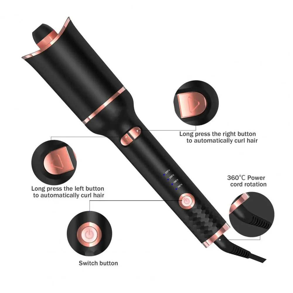 Automatic Hair Curler Mini Curling Iron Portable Electric Hair Curler with Adjustable Temperature Settings for Fast for Women
