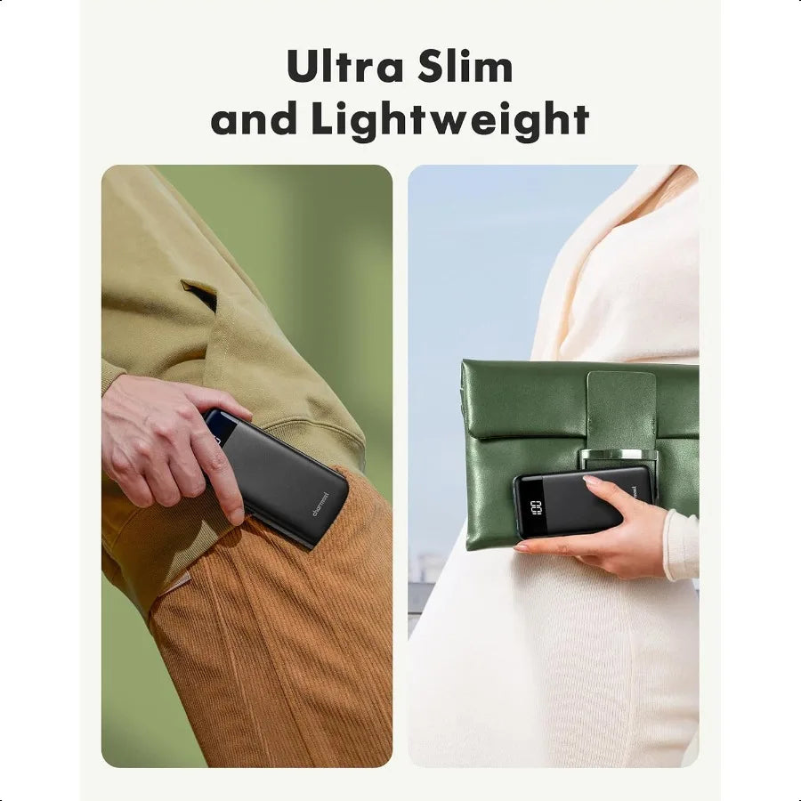Portable Charger with Built in Cables Power Bank with Cords Wires Slim 10000mAh Travel Battery Pack 6 Outputs 3 Inputs