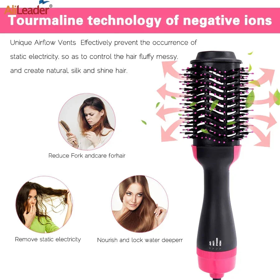 4-in-1 Hot Air Brush | Dryer, Straightener + Curler for Women | Awellz