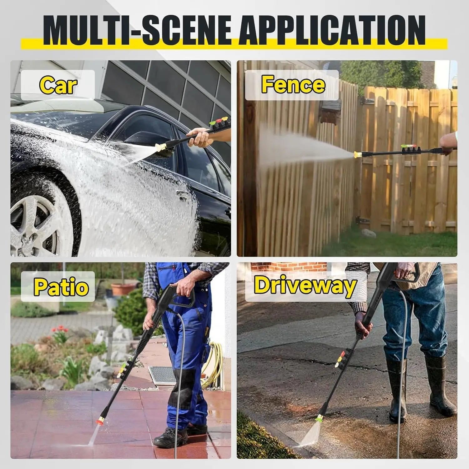 Electric Pressure Washer Power Washer 4 Nozzles 350ML Foam Cannon Retractable Handle for Portable to Clean Patios Car wash