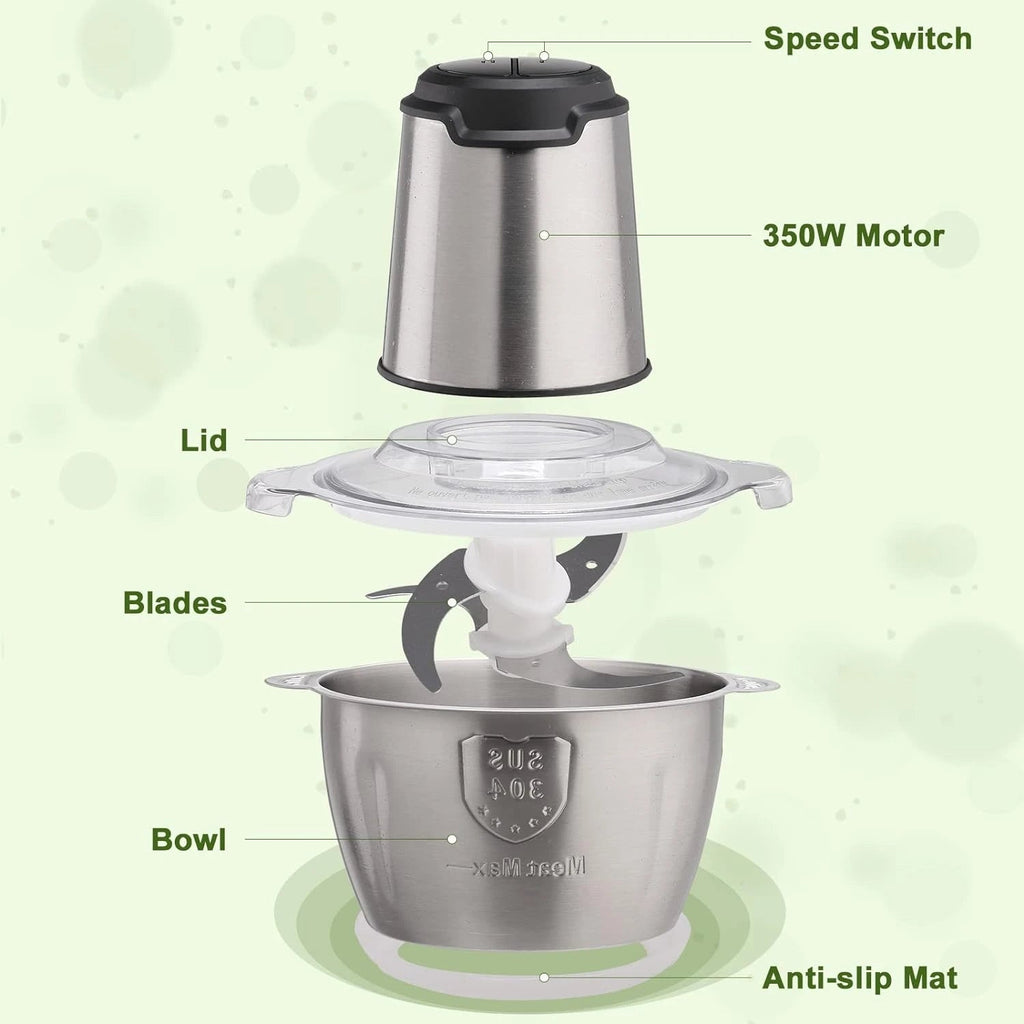 Kitchen in the box Food Processors,350W All-Copper Motor Meat Grinder & Food Chopper - Electric Vegetable Chopper with 2 Bowls
