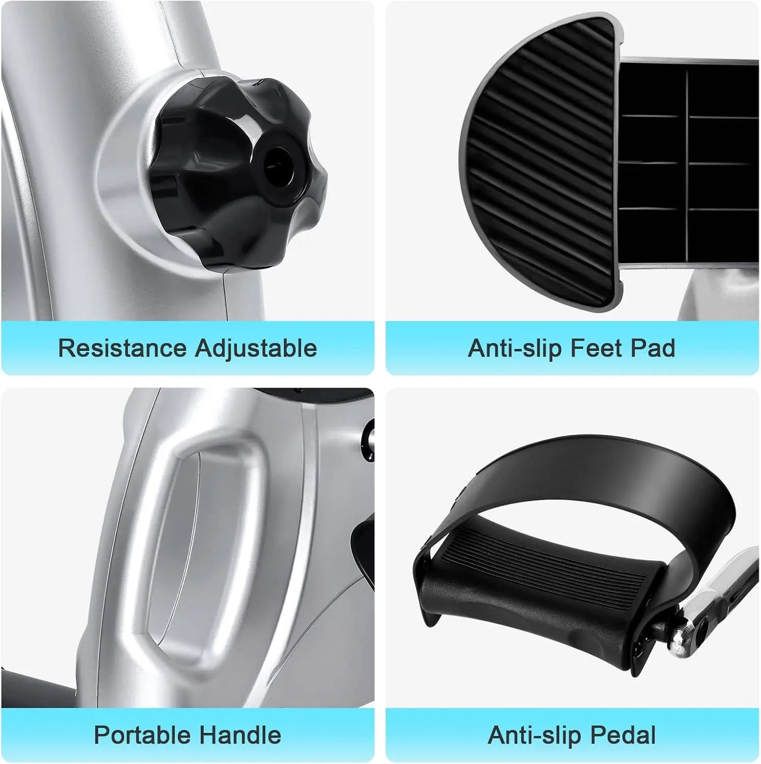 Mini Exercise Bike, himaly Under Desk Bike Pedal Exerciser Portable Foot Cycle Arm & Leg Peddler Machine with LCD Screen Display